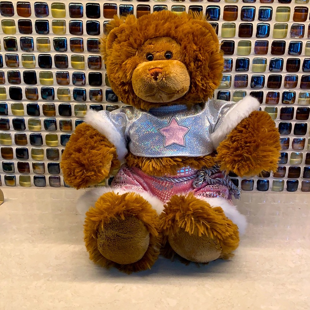 Build a Bear extra fluffy bear in disco sparkly